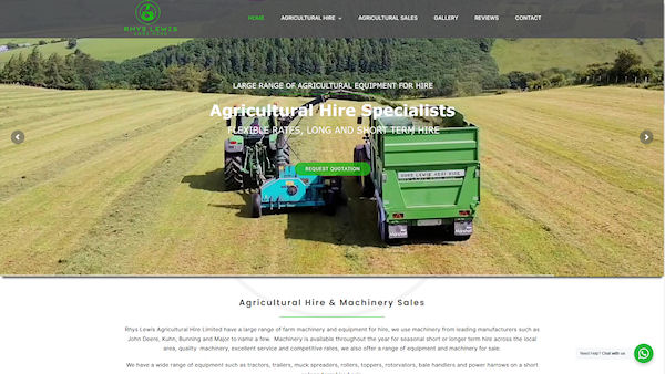 Web Design Machynlleth Powys - Rhys Lewis Agri Hire
